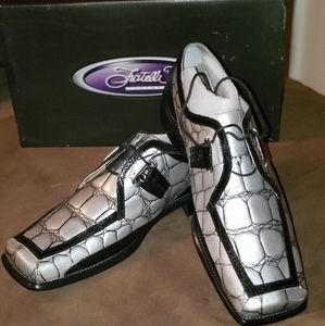 Fratelli Men's Silver/black Leather Lace-up shoes